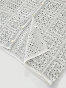 Manfinity Homme Men's Fashionable Casual Hollow Button Knit Sweater - Grey - View 6