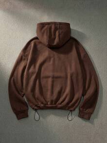 ESTAVOR 男士抽绳拉链口袋长袖连帽卫衣 - 棕色 - 查看 3