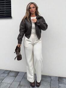 Jeta Ari Chaqueta vintage corta nueva de primavera para mujer, ropa de otoño para el Día de San Valentín - Marrón - Ver 4