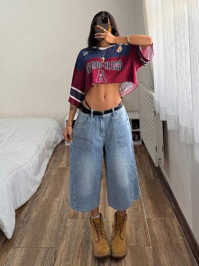 StreetHx Camiseta corta de mujer con cuello en V, corte holgado, para uso urbano, deportivo y de carreras