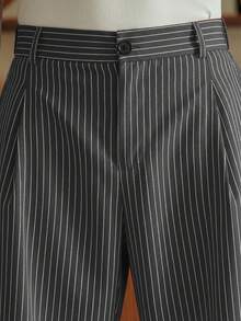 SWAVVY Quần tây nam thời trang thường ngày kẻ sọc - Màu Xám nhạt - Xem 6