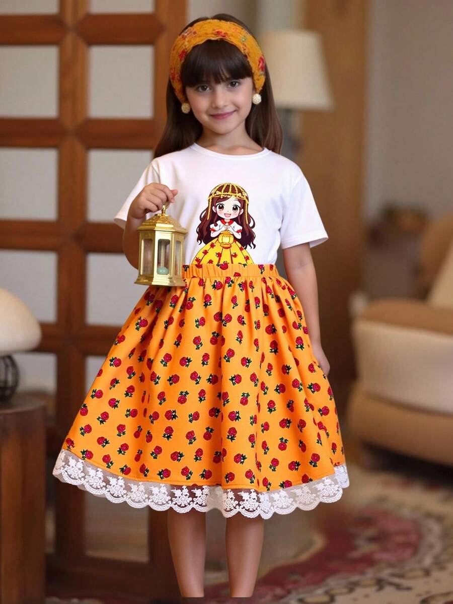 Girls Cute Summer 2 Piece Set - Yellow - View 1