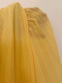 Vibekara 大码女士优雅公主宫廷风褶皱荷叶袖A字度假婚礼伴娘礼服，纯黄色 - 黃色 - 查看 6