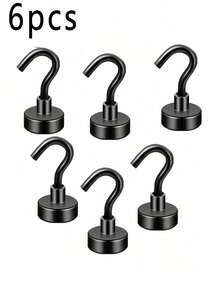 1/3/5/6/910 个装钕磁铁强力圆形免钻孔磁性挂钩，适用于包袋收纳、厨房、露营、邮轮、返校、宿舍、墙面储物、车库、户外烧烤等。 - 黑色 - 查看 17