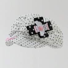 1 Women's Polka Dot Angel Wings Star Cross Newsboy Cap - White - View 2