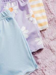 SHEIN 女婴舒适百搭甜美可爱吊带短裤套装，多件套夏季服装 - 彩色 - 查看 7