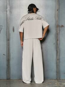 PAVTROS Men's Fashionable & Comfortable Embroidered T-Shirt Set - Khaki - View 6