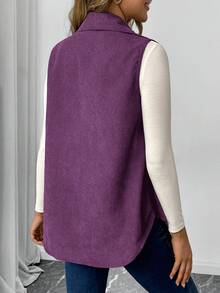 SHEIN Loose Fit Vest Top Cardigan Jacket, Autumn - Purple - View 2