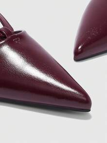 CUCCOO BIZCHIC 女士尖头搭扣设计日常百搭时尚高跟鞋 - 酒紅色 - 查看 8