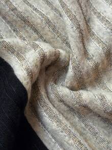 Lazeform 休闲撞色针织抓绒家居裤，可作外穿，阔腿裤，秋冬季 - 杏色 - 查看 7