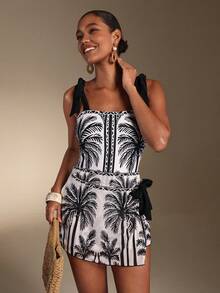 Swim Oasis Women's Palm Tree Print One-Piece Swimsuit, Vacation