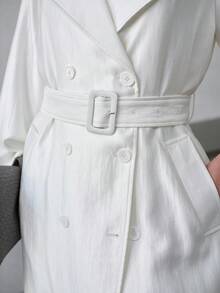 MOTF PREMIUM WOMEN'S LOOSE FIT BELTED LONG TRENCH COAT, SPRING/SUMMER - Beige - View 3