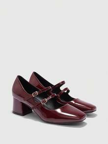 CUCCOO BIZCHIC Women's Simple Mary Jane Platform High Heel Shoes, Halloween Valentine's Day Spring Shoes - Bordeaux - View 7
