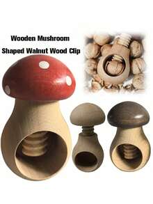 Wooden Mushroom Shaped Nutcracker Walnut Plier Multifunctional Walnut Opener Pecans Clip Easy Cracking Adjustable Nuts Tongs - Multicolor - View 4