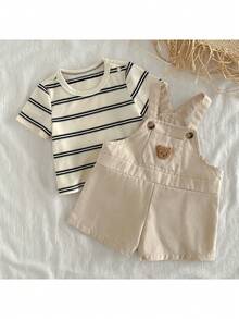 Loomiva Newborn Baby Boy/Girl Cartoon Bear Pattern Knitted Soft Crew Neck Long Sleeve Raglan Pullover Top And Bib Pants 2-Piece Set - Multicolor - View 5