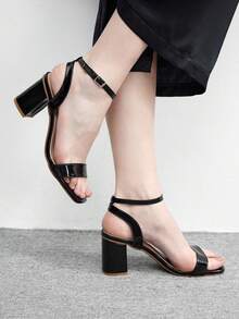 CUCCOO BIZCHIC Women's Fashionable Elegant Chunky Heel Black High Heel Sandals - Black - View 1