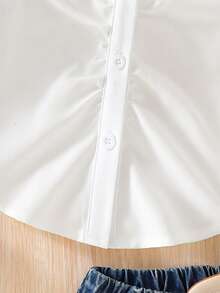 SHEIN 女童白色无袖露脐上衣，适合休闲外出、派对和日常穿着。 - 白色 - 查看 3