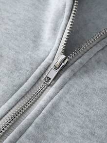 PAVTROS 男士花卉蝴蝶刺绣口袋拉链连帽衫和运动裤休闲套装，秋冬款 - 灰色 - 查看 5