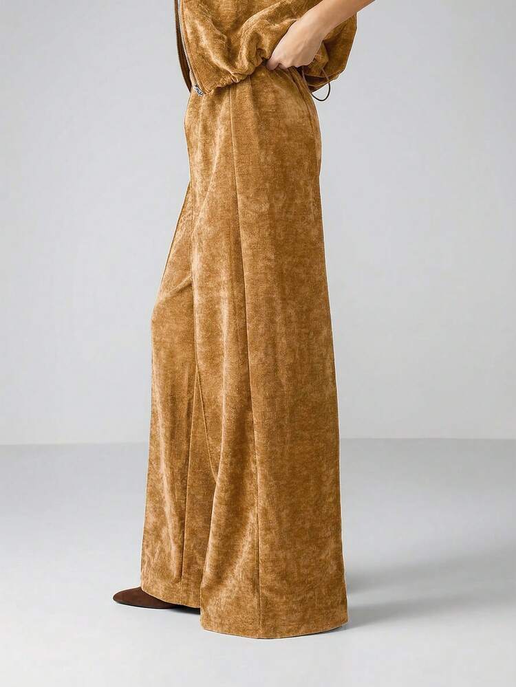 MISSGUIDED Wide Leg Corduroy Textured High Waisted Palazzo Pants For Fall Winter Casual Comfort
