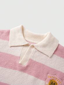 ROMWE MEN Men's Fashionable Casual Striped Knit Sweater - Pink - View 3