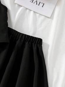 Tween Girls Solid Color Sleeveless T-Shirt & Pleated Skirt Set - Black - View 7