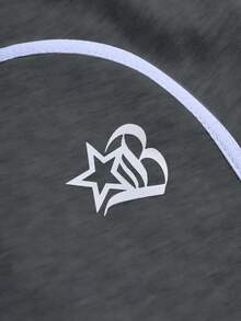 PAVTROS Men's Casual Drawstring Waist Double Waistband Printed Shorts - Dark Grey - View 2