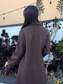 Andrea Bello Autumn/Winter New Loose Soft Woolen Oversize Coat For Women, Elegant Style - Coffee Brown - View 2