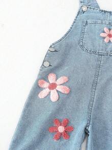 Young Girls' Fashion Applique Suspender Pants (No Top) - Light Wash - View 6