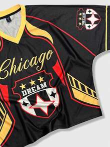 ROMWE MEN Men's Casual Printed V-Neck Short Sleeve T-Shirt - Multicolor - View 3