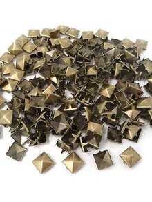 100个，金属尖钉方形铆钉朋克摇滚皮革工艺四爪铆钉，适用于衣服、鞋子、手镯 - 彩色 - 查看 3