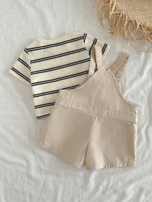 Loomiva Newborn Baby Boy/Girl Cartoon Bear Pattern Knitted Soft Crew Neck Long Sleeve Raglan Pullover Top And Bib Pants 2-Piece Set - Multicolor - View 7