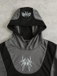 ROMWE MEN Hanorac bărbătesc cu imprimeu contrastant în culori, croială lejeră