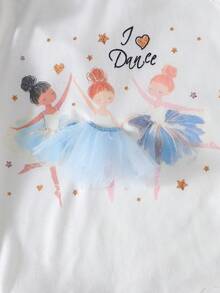 SHEIN 4件套女婴休闲日常百搭芭蕾薄纱裙套装，包含条纹碎花上衣，面料柔软亲肤，超值多件套 - 藍色 - 查看 7