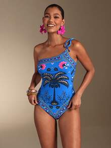 Swim Oasis Women's Colorful Printed Vacation Style One Piece Swimsuit - Multicolor - View 1