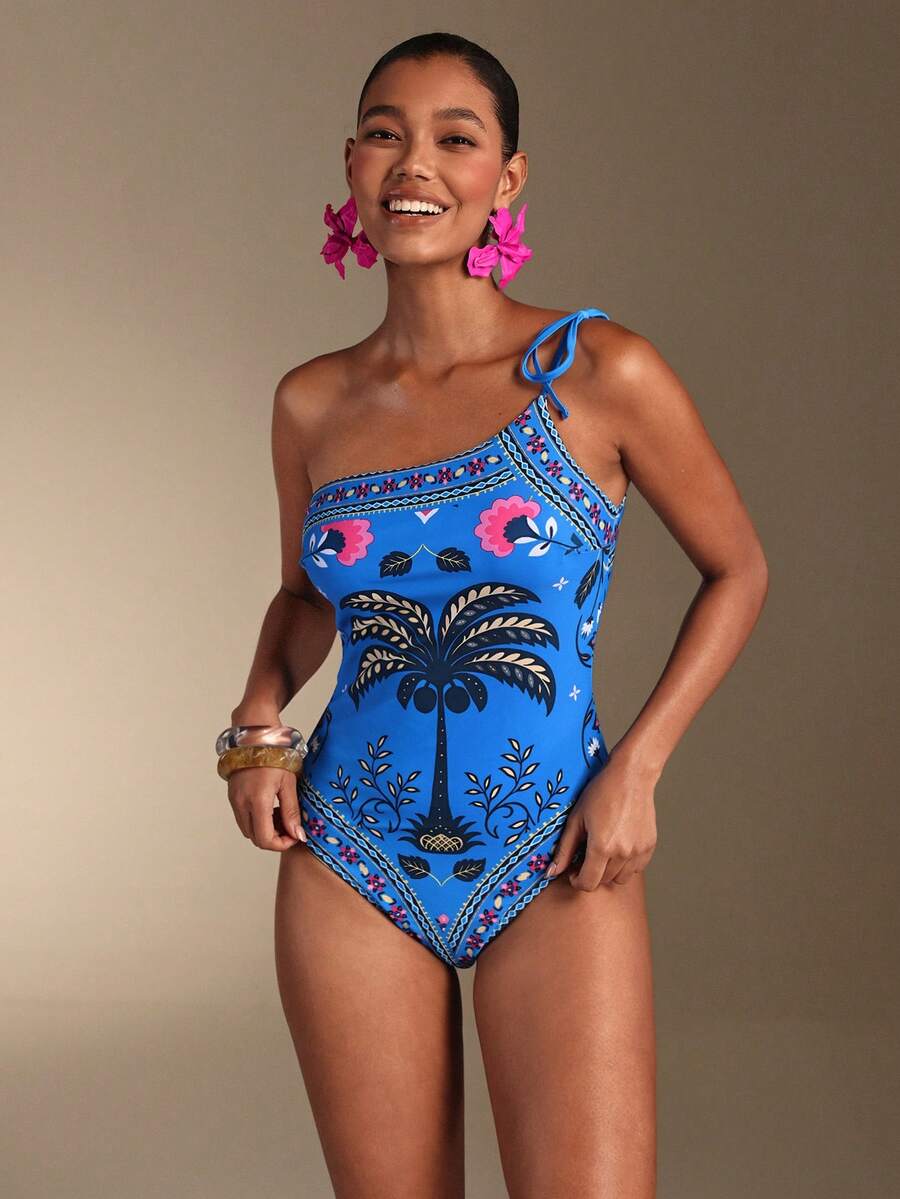 Swim Oasis Women's Colorful Printed Vacation Style One Piece Swimsuit - Multicolor - View 1