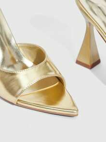 CUCCOO SZL Sandalias de tacón alto con punta dorada para mujer, de uso diario de moda - Dorado - Ver 6