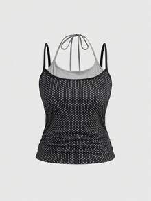 ROMWE Kawaii Áo camisole nữ cỡ lớn in chấm bi 2 trong 1 kiểu dáng thường ngày - Nhiều màu - Xem 1