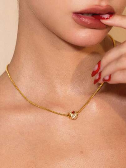 Glisma 女士项链，服饰，复古，金属/质感，宝石，送给妈妈/女士/女孩/母亲，高级，复古，优雅，心形，情人节，礼物