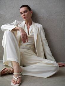 MOTF PREMIUM WOMEN'S MINIMALIST RELAXED FIT ALL-MATCH BLAZER, SPRING/SUMMER - Apricot - View 4