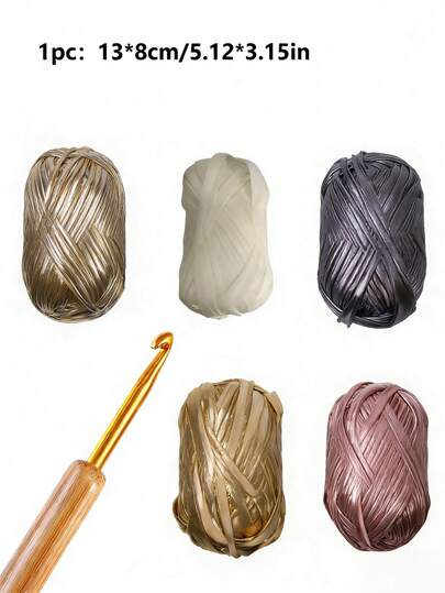 1 Adet Metalik Tişört İpliği, Parlak ve Işıltılı, Tığ İşi, Tek Taraflı Renkli Kumaş, Dokuma Çantalar, Yastıklar, Bebekler ve Diğer Tığ İşi Projeleri Gibi Kendin Yap El Sanatları İçin.