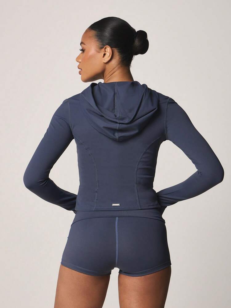 Missguided x Playboy Fitted Zip Up Hooded Long Sleeve Athletic Jacket With Bunny Logo For Active Lifestyle Training