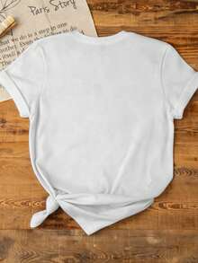 EMERY ROSE Plants Make Me Happy Cactus & Succulent Print Casual Round Neck Short Sleeve T-Shirt - White - View 2