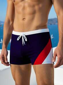 ZELFYO 男士撞色休闲夏季沙滩泳裤 - 藏蓝色 - 查看 3