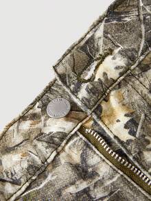 SHEIN MOD Plus Size Leopard Print Relaxed Straight Leg Cotton Jeans - Multicolor - View 3