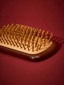 HARRY POTTER X SHEIN FanGlow Bamboo Square Massage Air Cushion Hairbrush ,Easy To Carry Smooth Hair Airbag Comb, Christmas Small Gifts, Birthday Gift Anniversary Charm Gift - Chocolate Brown - View 5