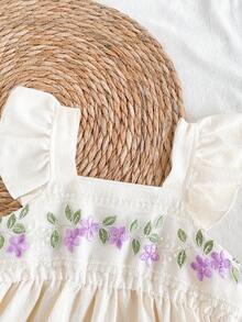 Souflis Souflis Girls' Summer Casual Elegant Sleeveless Square Neck Dress, Suitable For Daily Outings, Beach Trips, Vacations And Other Summer Occasions - Apricot - View 6