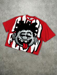 Manfinity ZONE917 High Quality OEM Digital Full Print Loose Cropped T-Shirt - Red - View 5