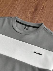 SWAVVY 男士休闲条纹短袖圆领T恤，夏季 - 灰色 - 查看 4