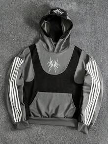 ROMWE MEN Hanorac bărbătesc cu imprimeu contrastant în culori, croială lejeră