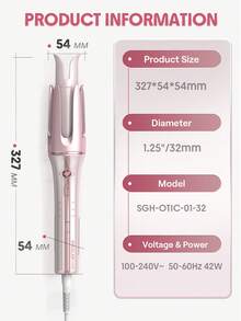 SHEGLAM HAIR Cupid's Charm One-Touch Instant Curler,Pink Automatic Curling Iron 32mm EU Plug,10min Quick Waves,60s Fast Preheat,3 Adjustable Temps,Heart-Shaped Switch,8s Smart Timer,Quick Auto Curl Magic Enhance Shine & Protection Suitable For Medium To Long Hair - Baby Pink - View 13